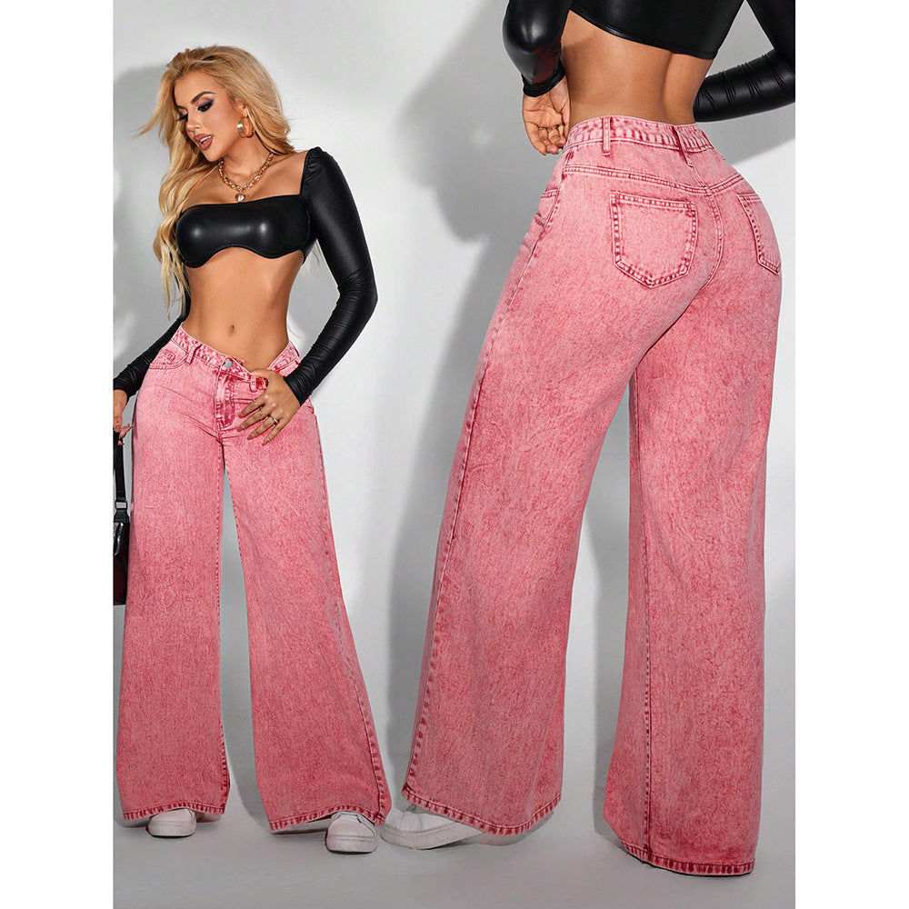 Casual Loose Straight Leg Denim Pants Women Summer Fashion Trendy Long Trousers