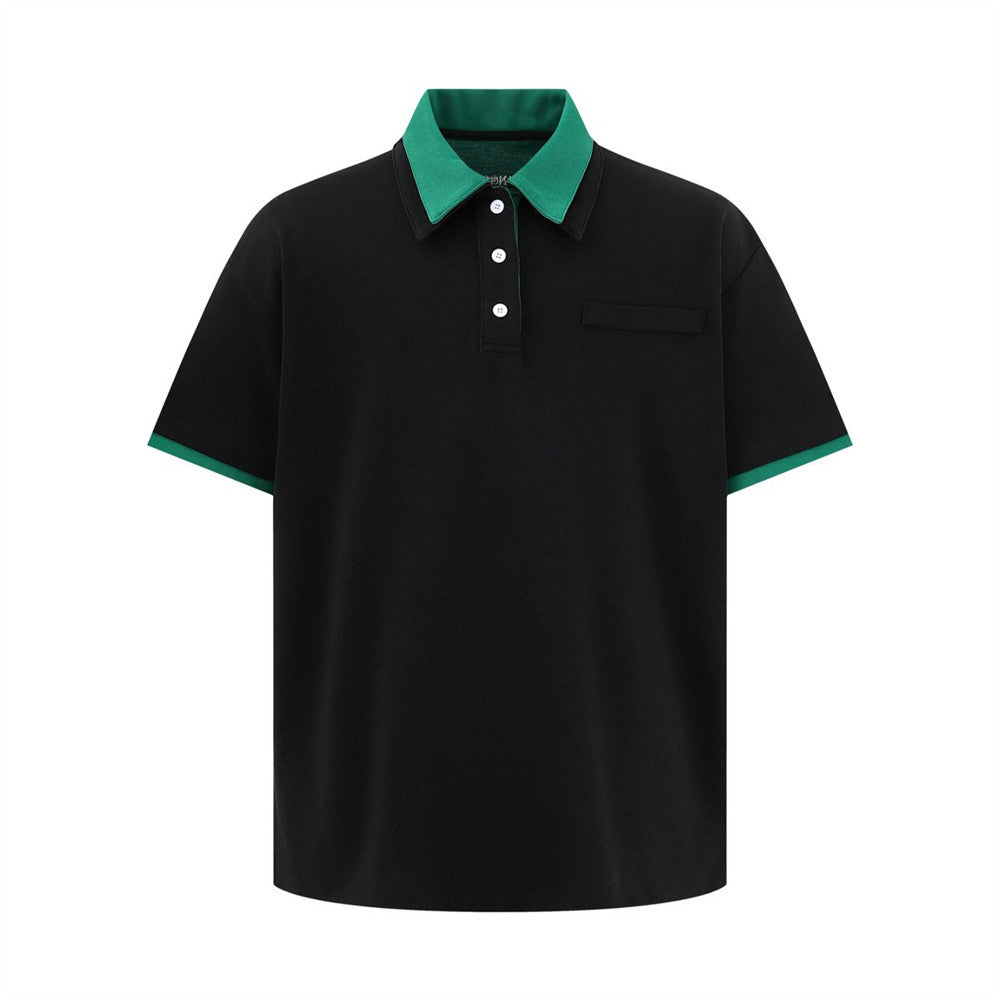 Two Color Contrast Men's Polo Shirt