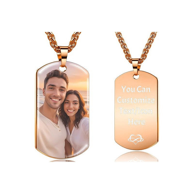 Custom-Made, Ships in 1-2 Days stainless steel military brand glossy color printed photo necklace