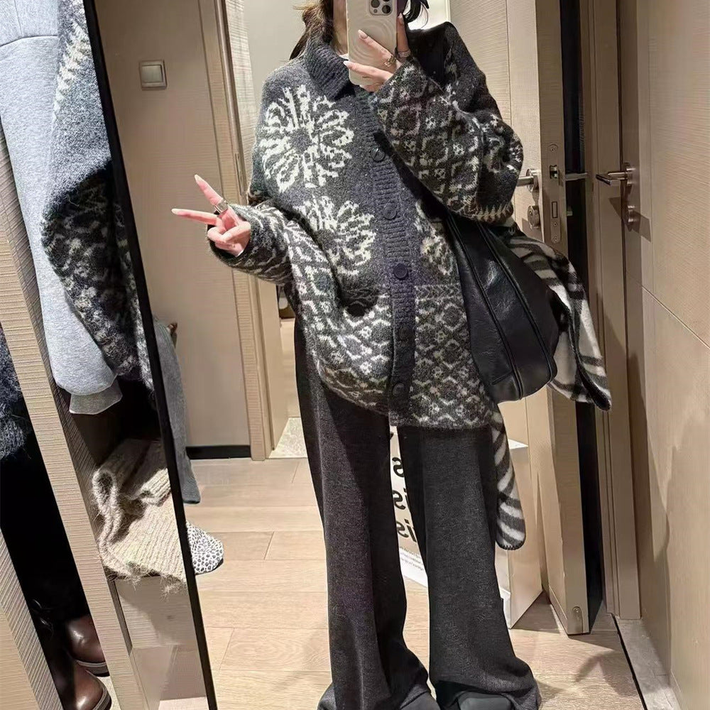 Loose Collar Casual Women's Long Sleeved Sweater