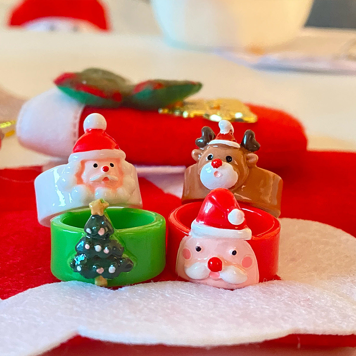 Christmas Series Cute Ring Ring Ring Fashion Resin Fun Handmade Women