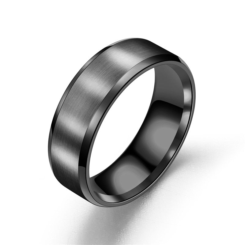 Simple Matte Men Rings Width 8MM Trendy Three Color Stainless Steel Rings For Men Jewelry Gift