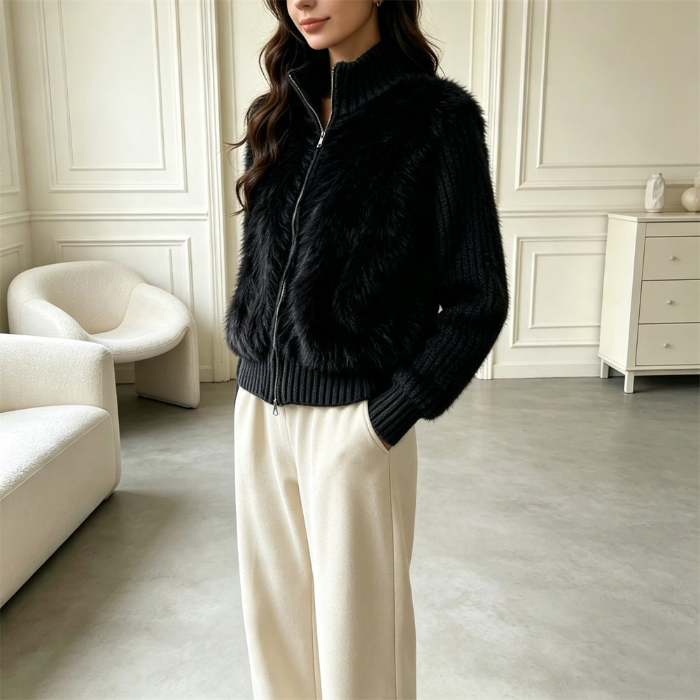 Women's Cardigan, Double Zipper Long Sleeved Sweater
