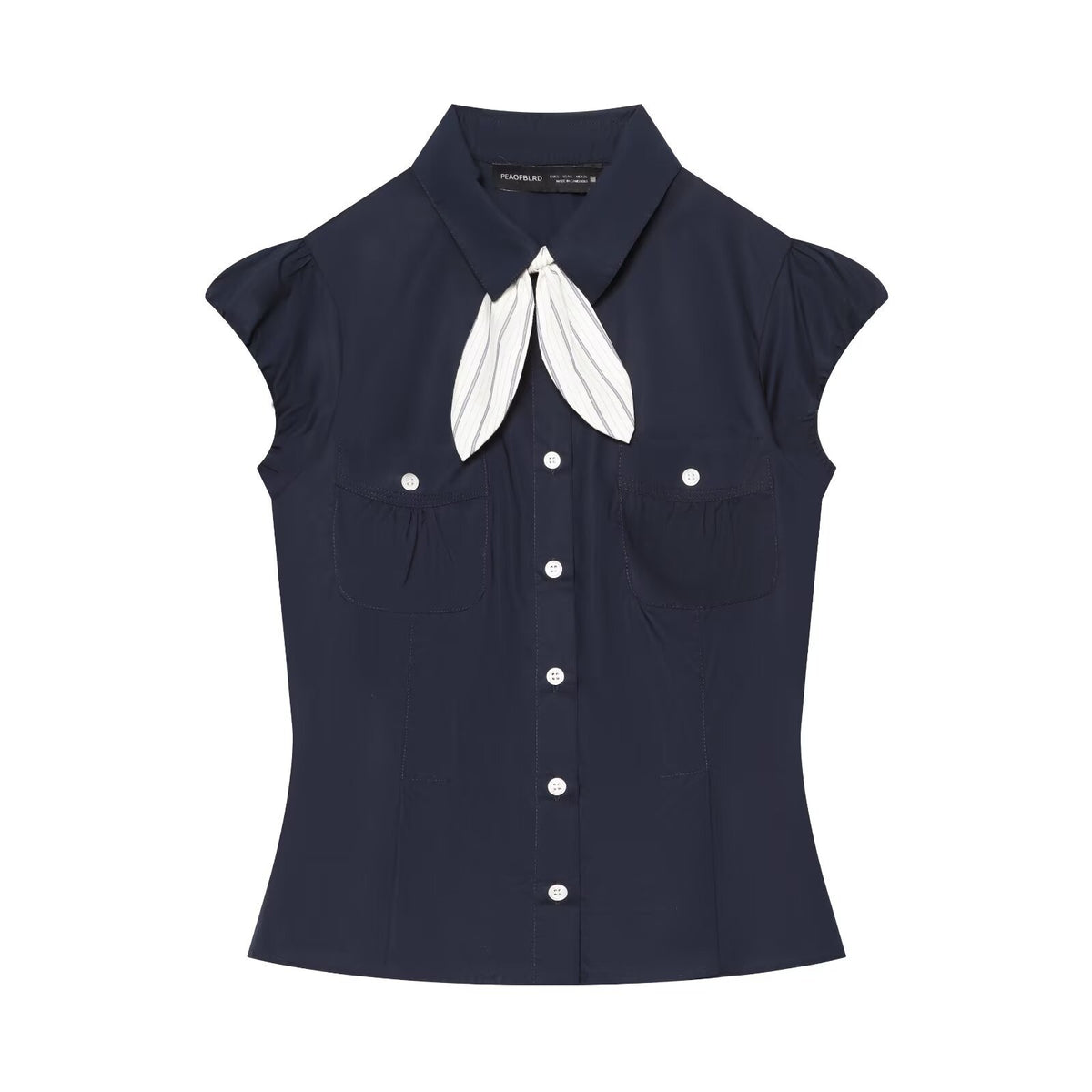 Bow tie tied bubble sleeve shirt for women