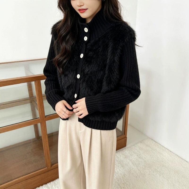 Stand Up Collar Women's Sweater Top