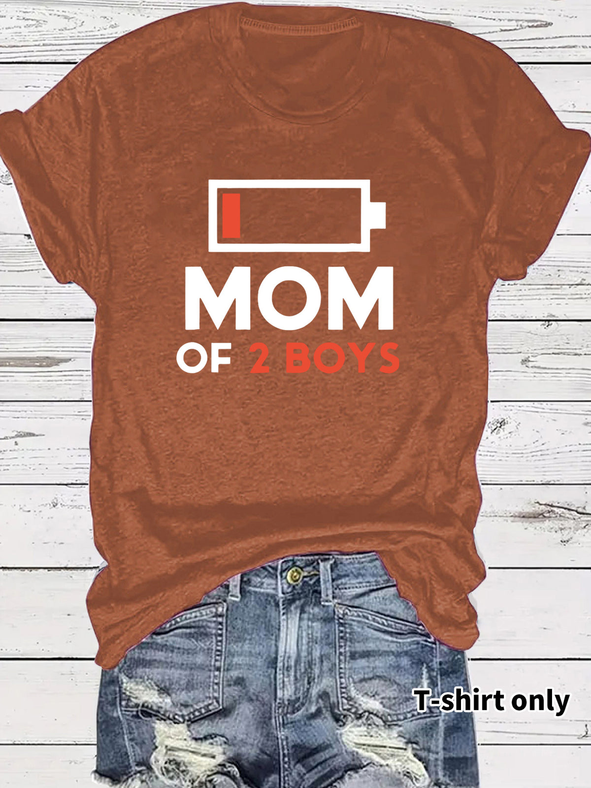 Two boys' mothers wearing t-shirts