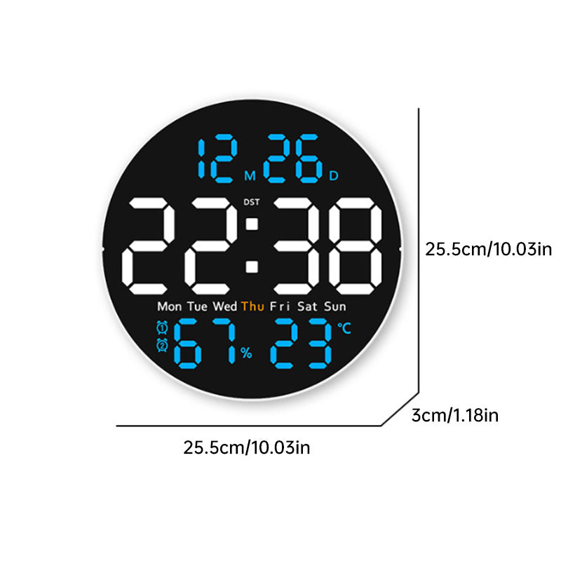 10 Inch Digital Wall Clock featuring TEMP Humidity Date Week Timer with Remote DST LED Alarm Clock