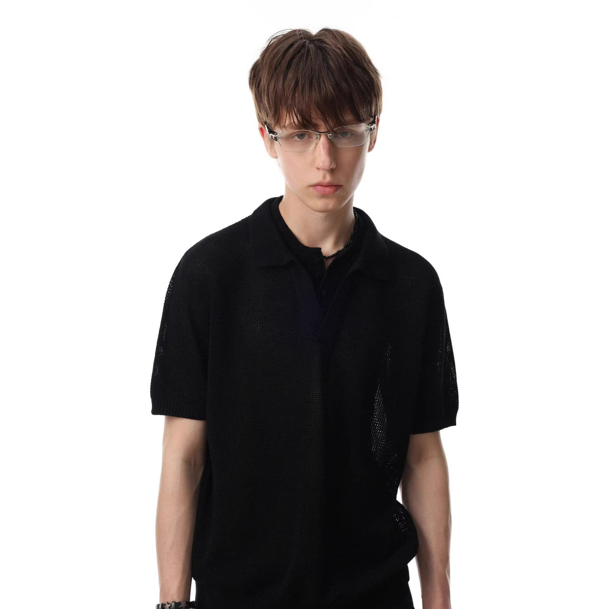 Fake two double-layer lapel polo shirts