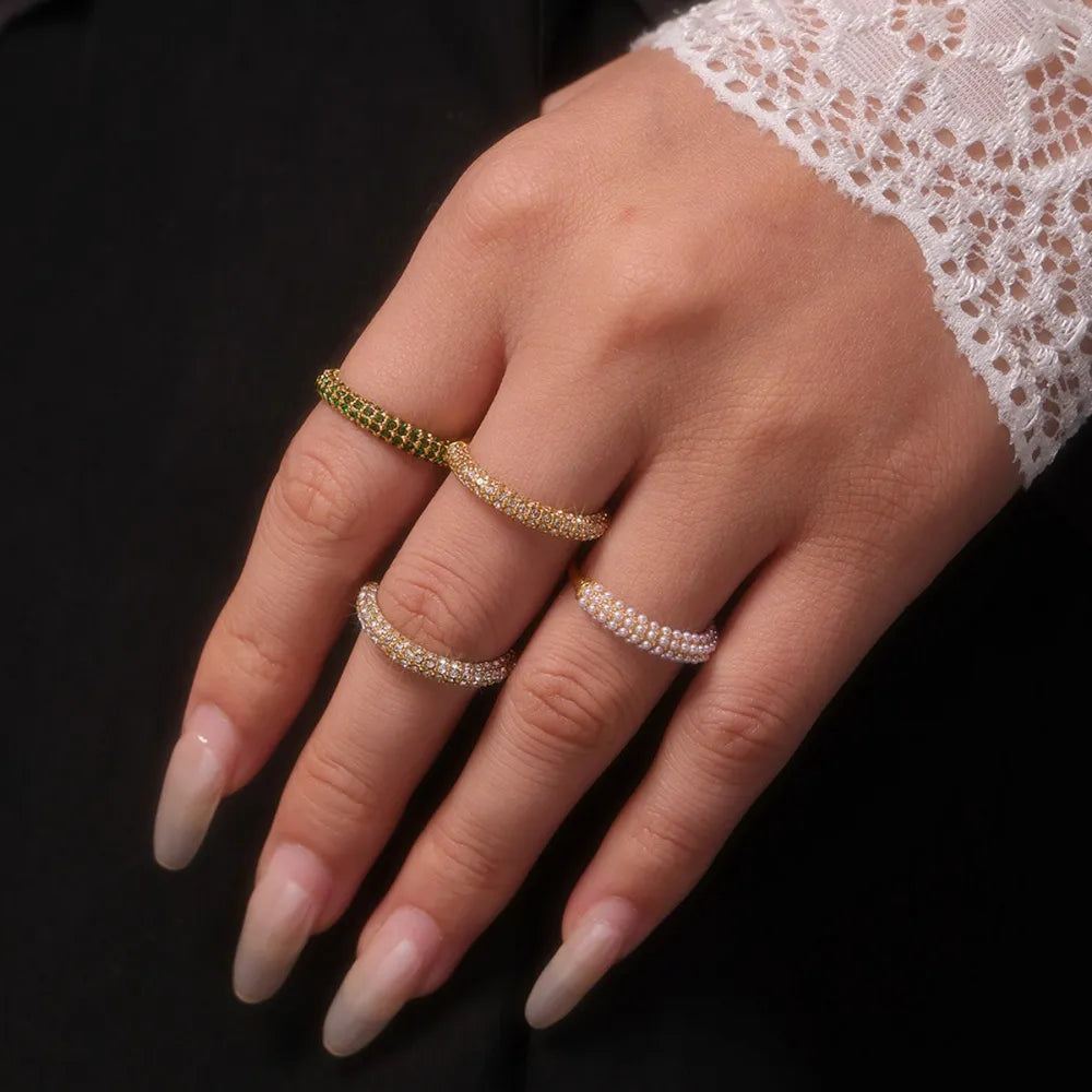 Zircon Light Luxury Ring Stainless Steel PVD Plated Finger Ring Jewelry