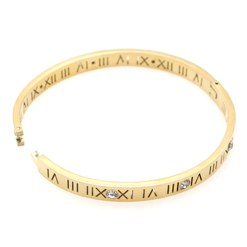 New Classic Design High Quality 4mm And 6mm Zircon Roman Numerals Bracelets & Bangles Women Fashion Jewelry Bangles Wholesale