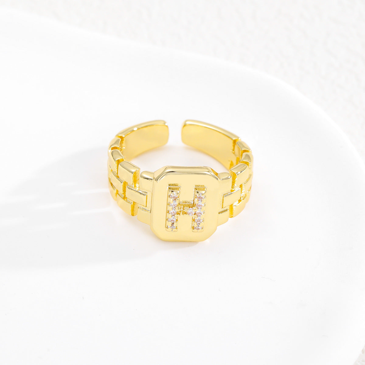 European and American ring letter series jewelry strap design letter opening ring