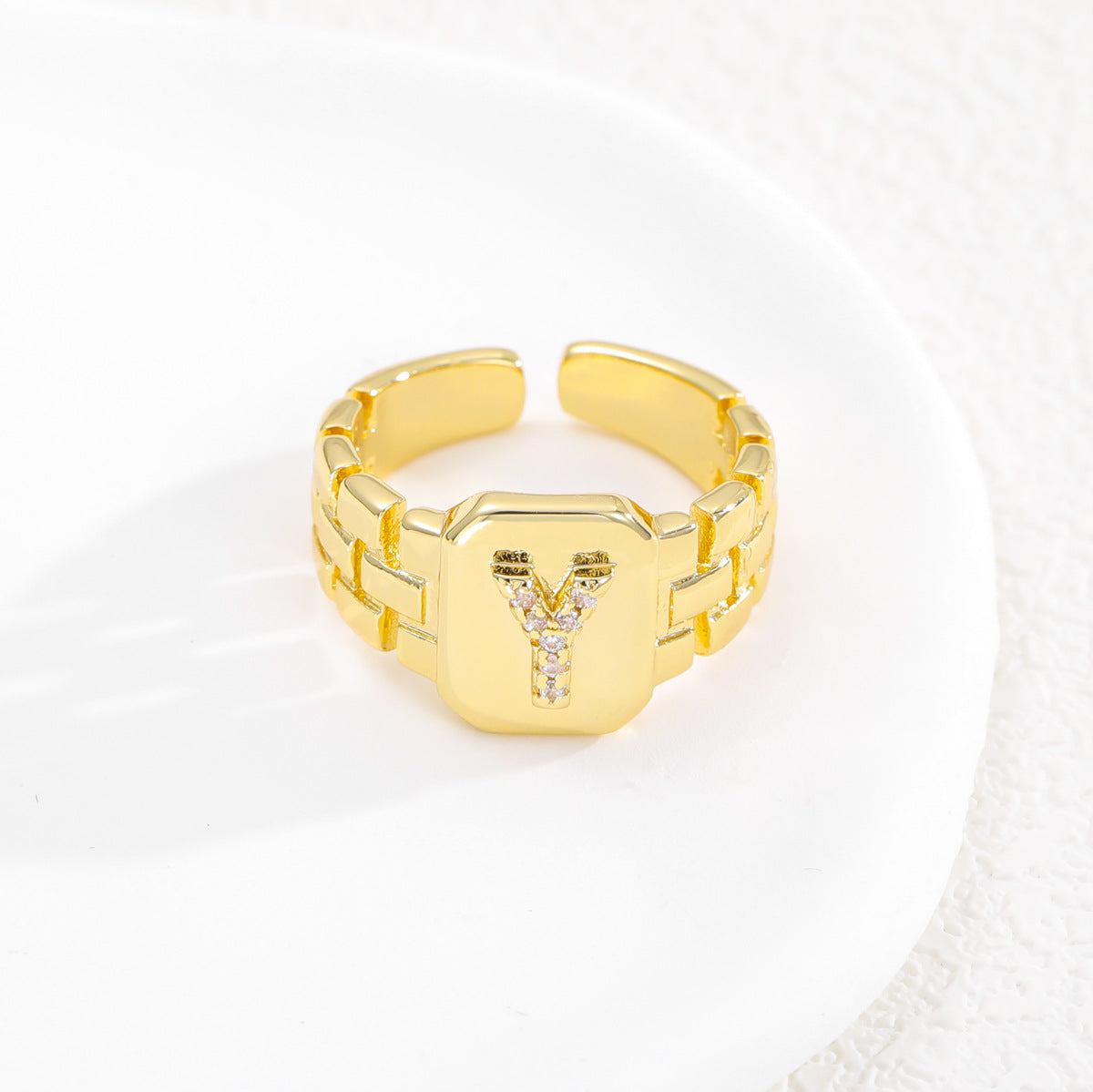 European and American ring letter series jewelry strap design letter opening ring