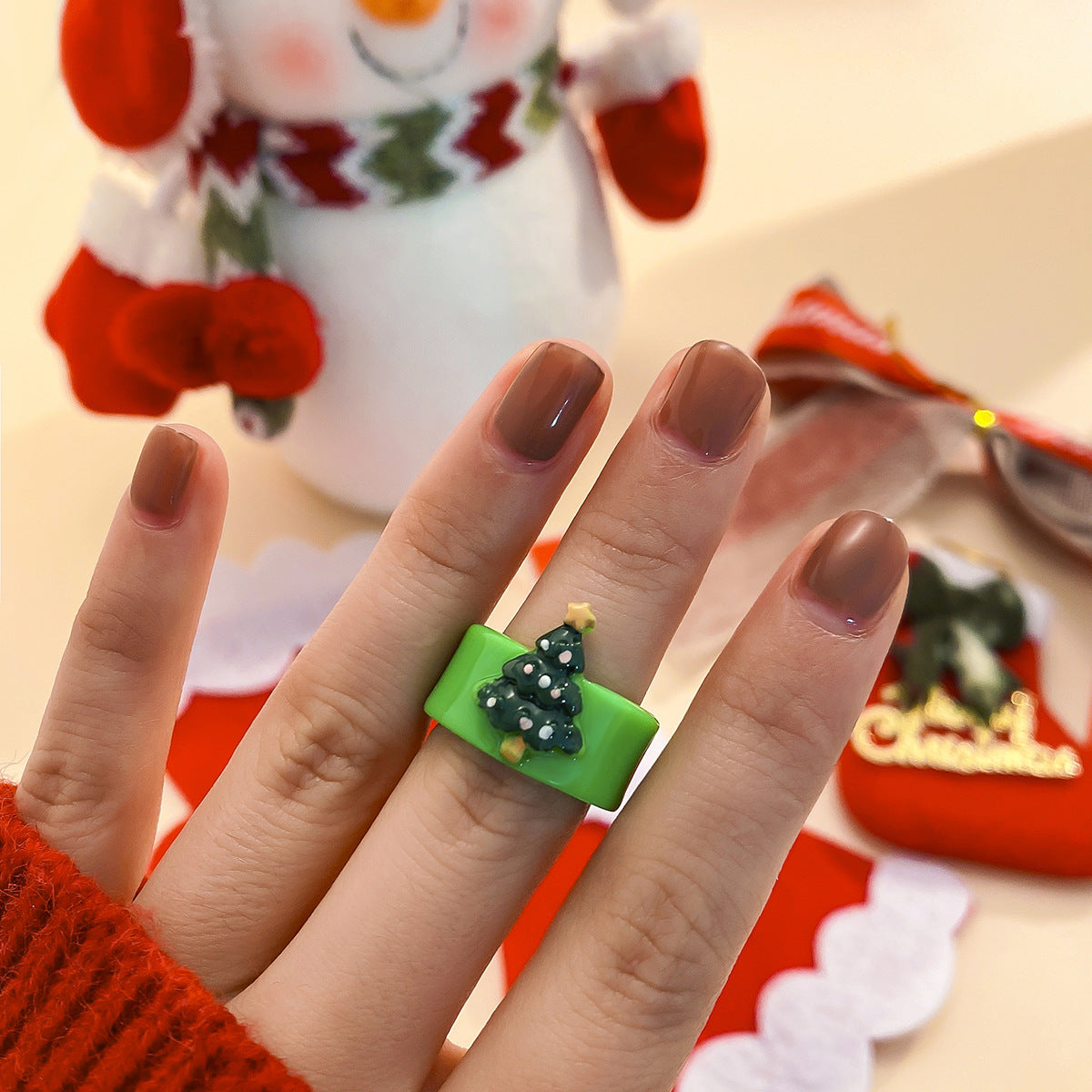 Christmas Series Cute Ring Ring Ring Fashion Resin Fun Handmade Women