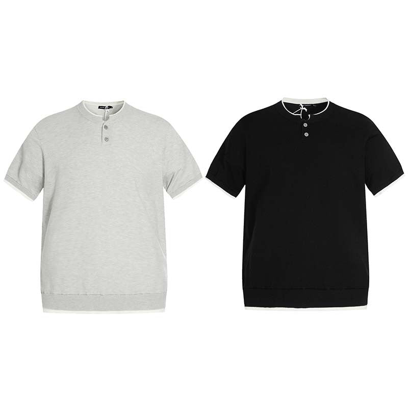 Fake two knitted short sleeved t-shirts