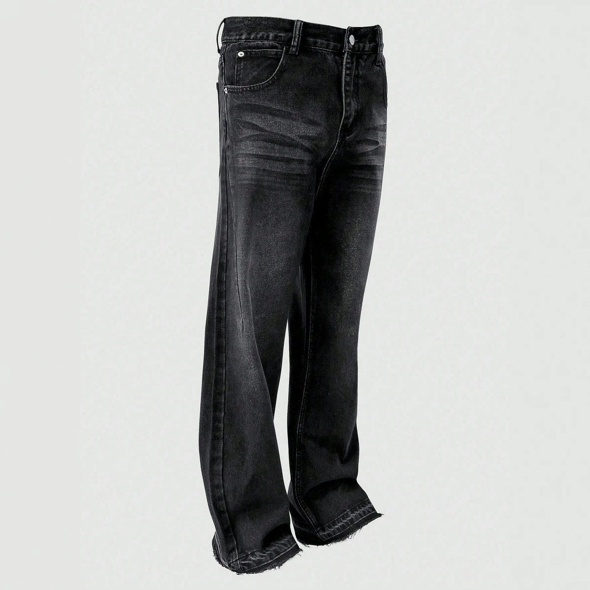 Cotton Casual Pants Men Summer Vintage Washed Denim Jeans Fashion Retro Design Black Relaxed Fit Pants
