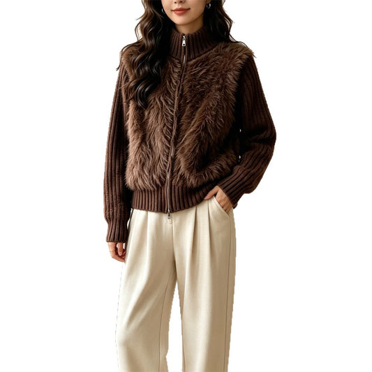 Women's Cardigan, Double Zipper Long Sleeved Sweater