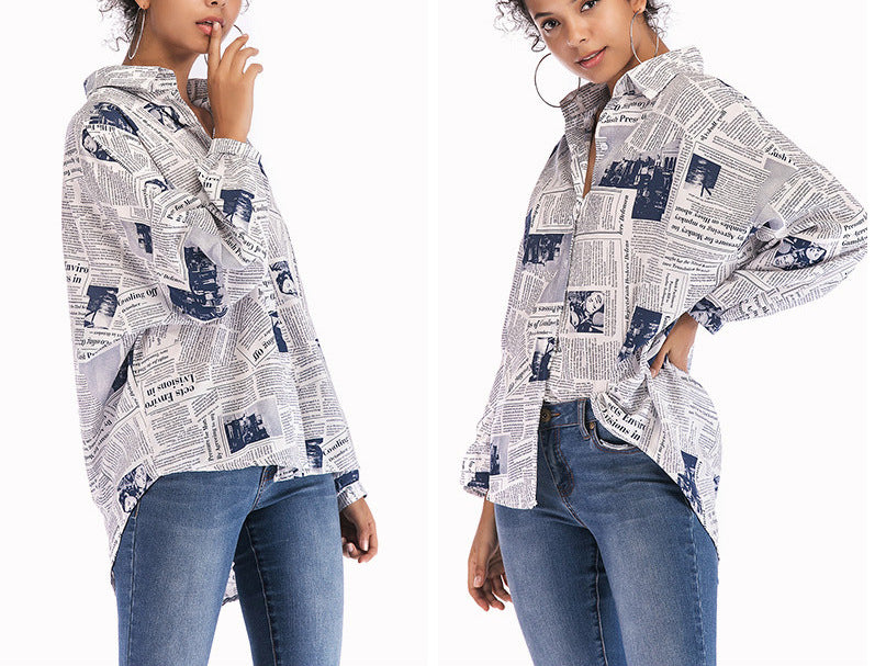 Newspaper Letter Print Top Girls New Shirts