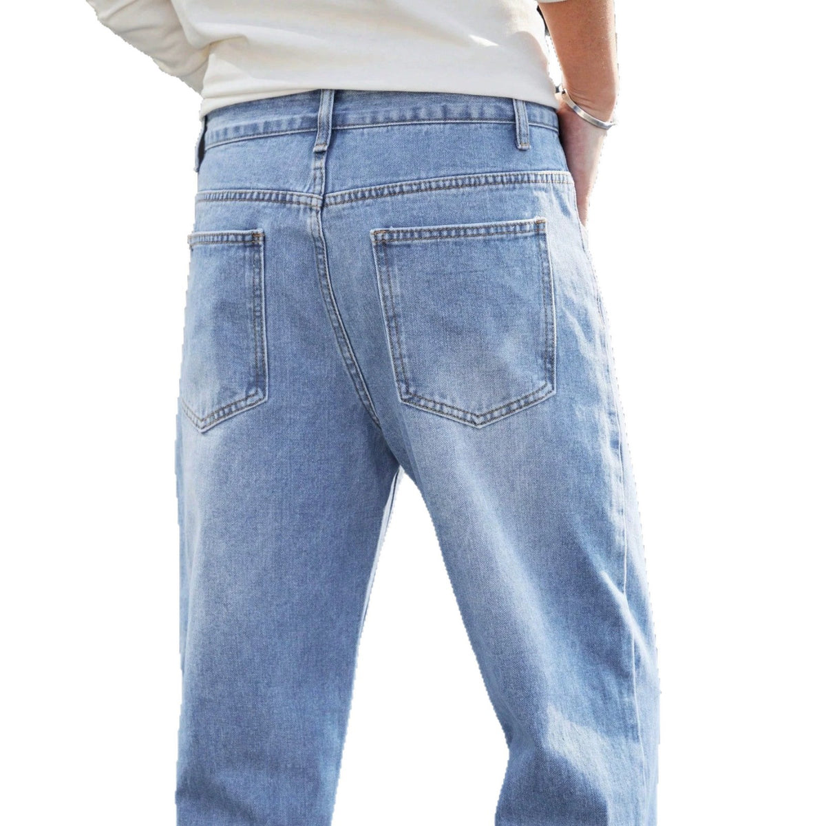 Casual Men's Summer Vintage Washed Denim Pants, Fashionable Blue Design, Stylish and Trendy