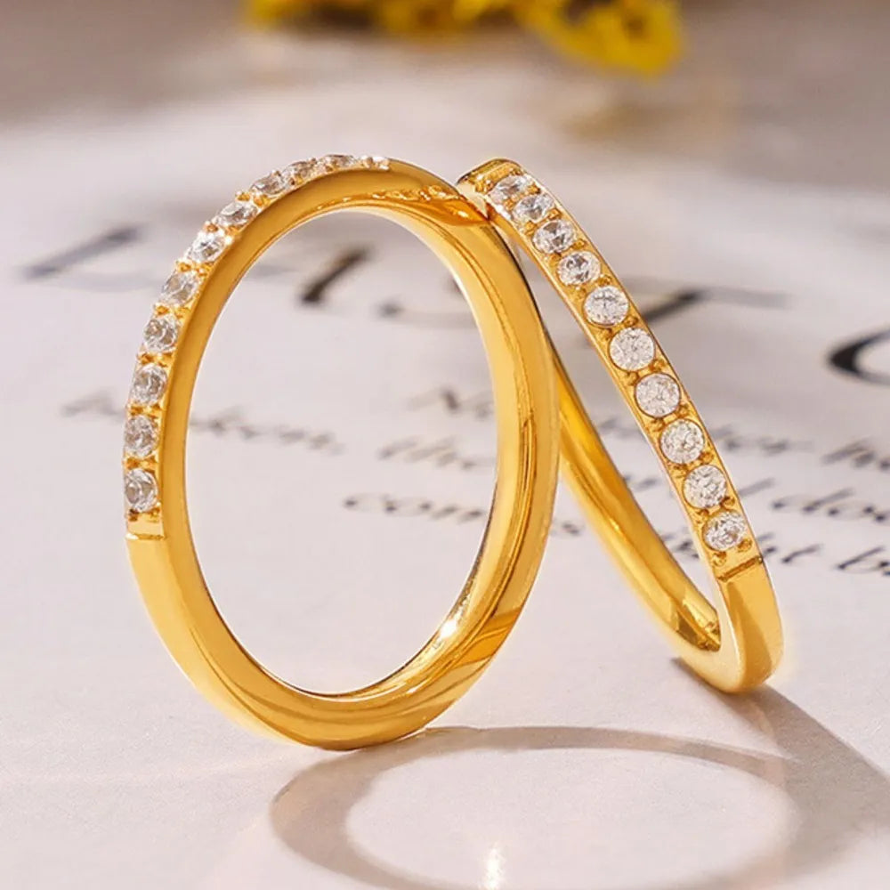 Zircon Fine Stackable Ring - Titanium Steel PVD Plated Ring