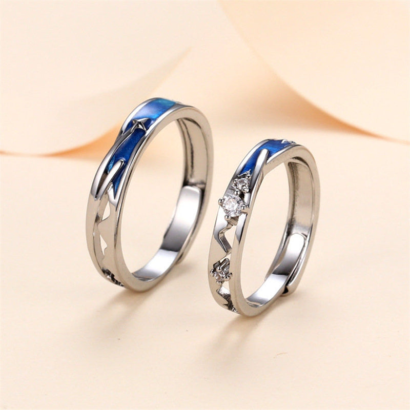 Couples Ring Meteor Shower Friendship Ring Men And Women Ring Simple Live Mouth Adjustable Bracelet