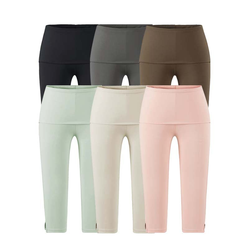 Women's Shorts Stretchy Slim Fit Capri Leggings with Side Slit Casual Bum Lifter Workout Pants