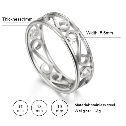 Skyrim Vintage Filigree Flower Ring Women Girls Stainless Steel Romantic Rose Gold Color Casual Rings Jewelry Anniversary Gift