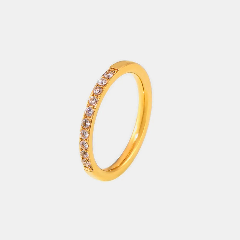 Zircon Fine Stackable Ring - Titanium Steel PVD Plated Ring