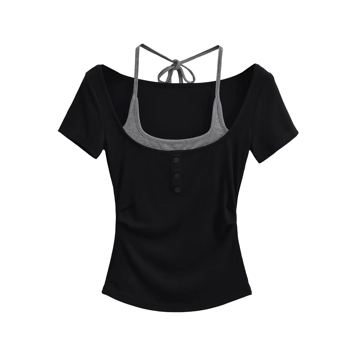 Fake two short sleeved T-shirts for women