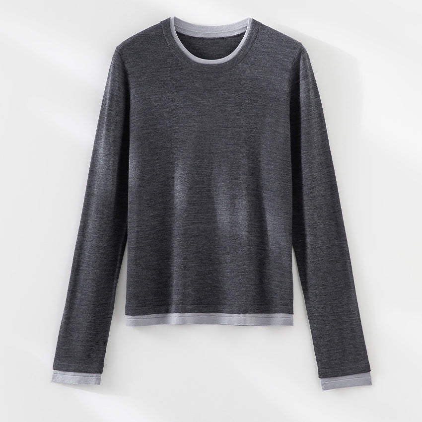 Color blocking round neck slim fit top