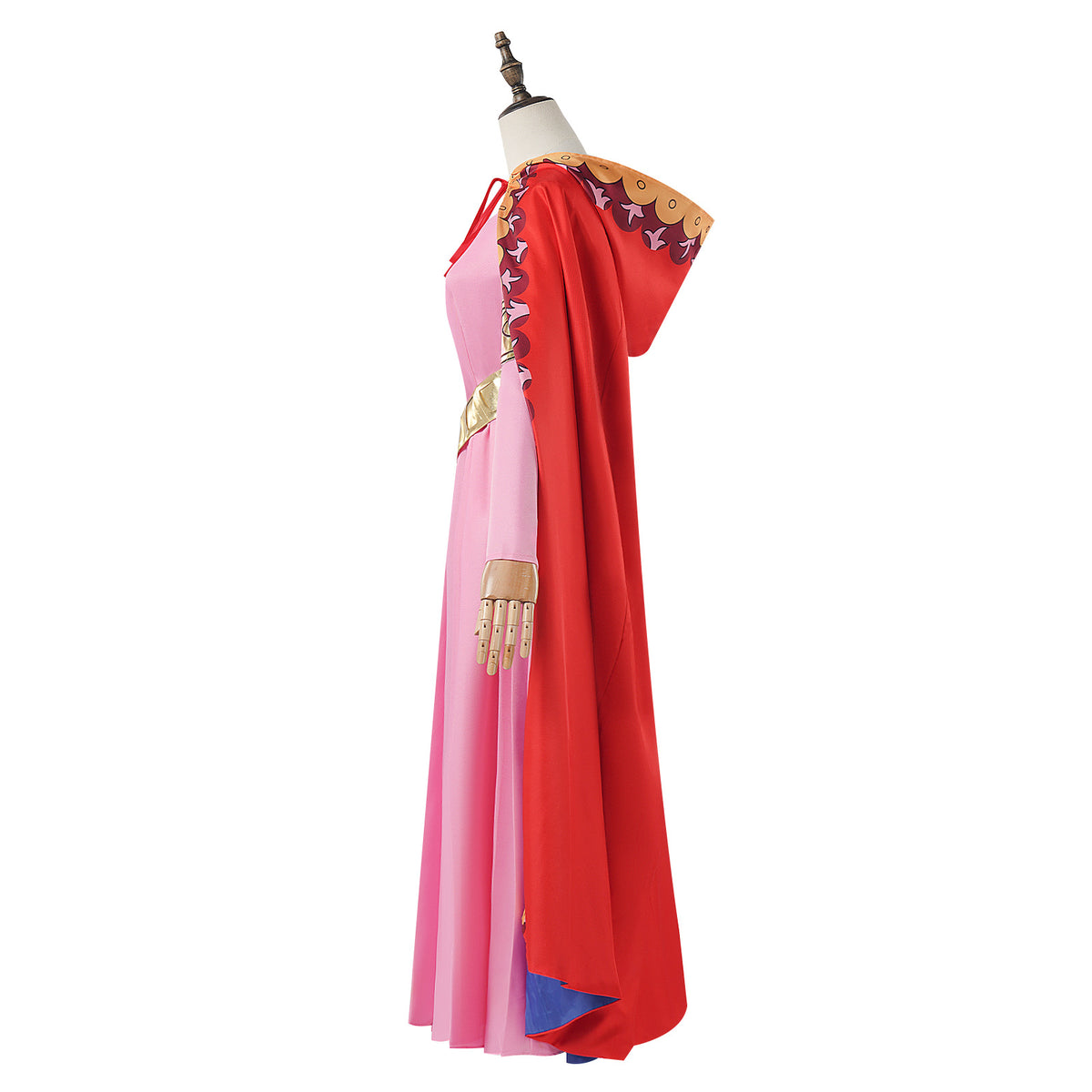 One Piece Cosplay Princess Vivi Pink Dress with Red and Blue Cape Costume Role Play Stage Performance Outfit