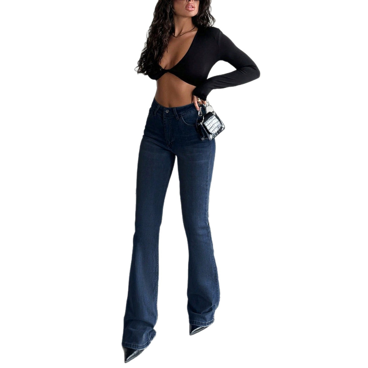 Women's Summer Stylish Slimming Flared Denim Pants, Fitted Long Trousers