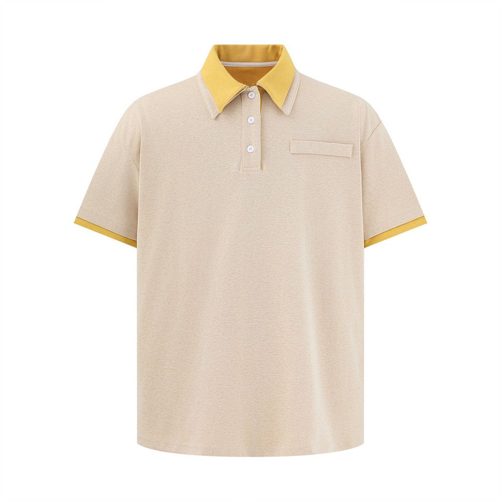 Two Color Contrast Men's Polo Shirt