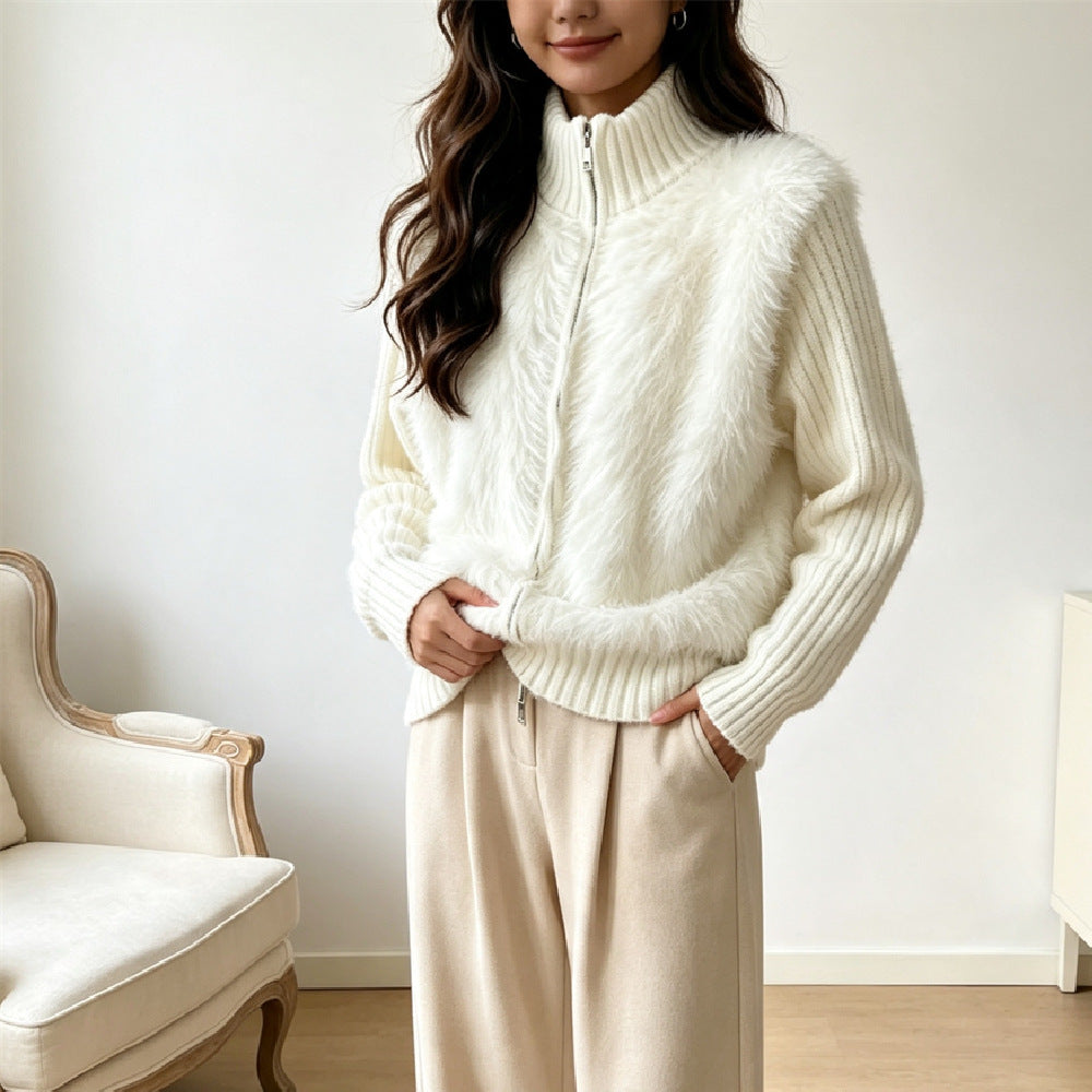 Women's Cardigan, Double Zipper Long Sleeved Sweater