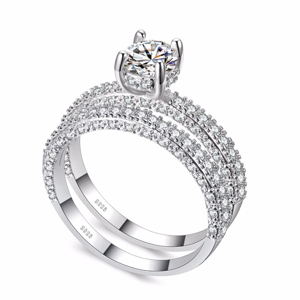 High quality Rose Gold White gold Women Fashion AAAA Cubic Zirconia Wedding Engagement ring