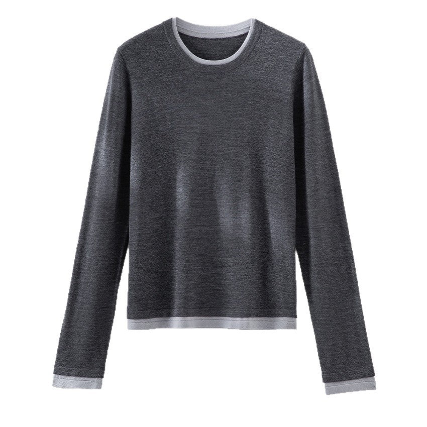 Color blocking round neck slim fit top