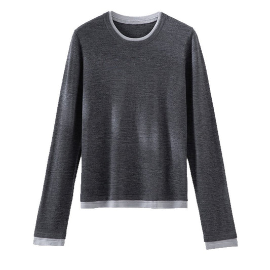 Color blocking round neck slim fit top
