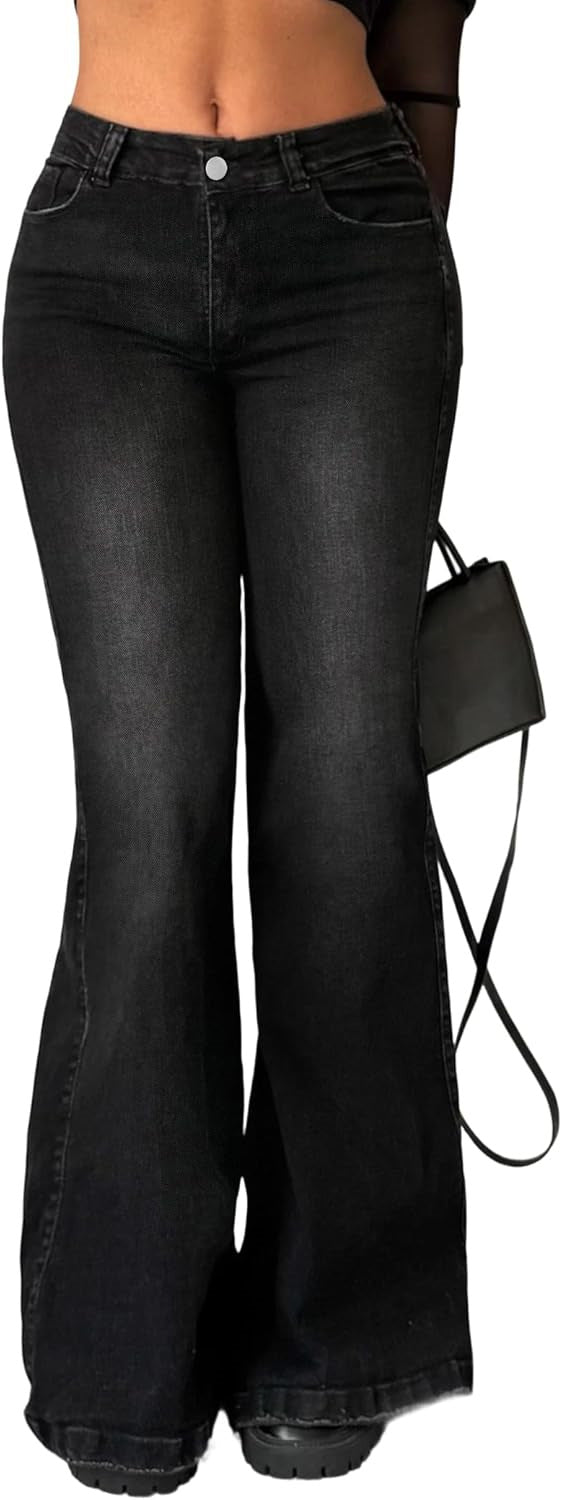 Summer Women's Versatile Charming Flared Jeans, Elegant Simple Fashion Long Pants
