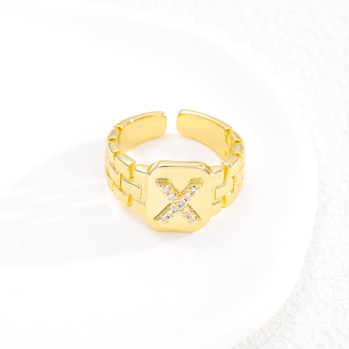 European and American ring letter series jewelry strap design letter opening ring