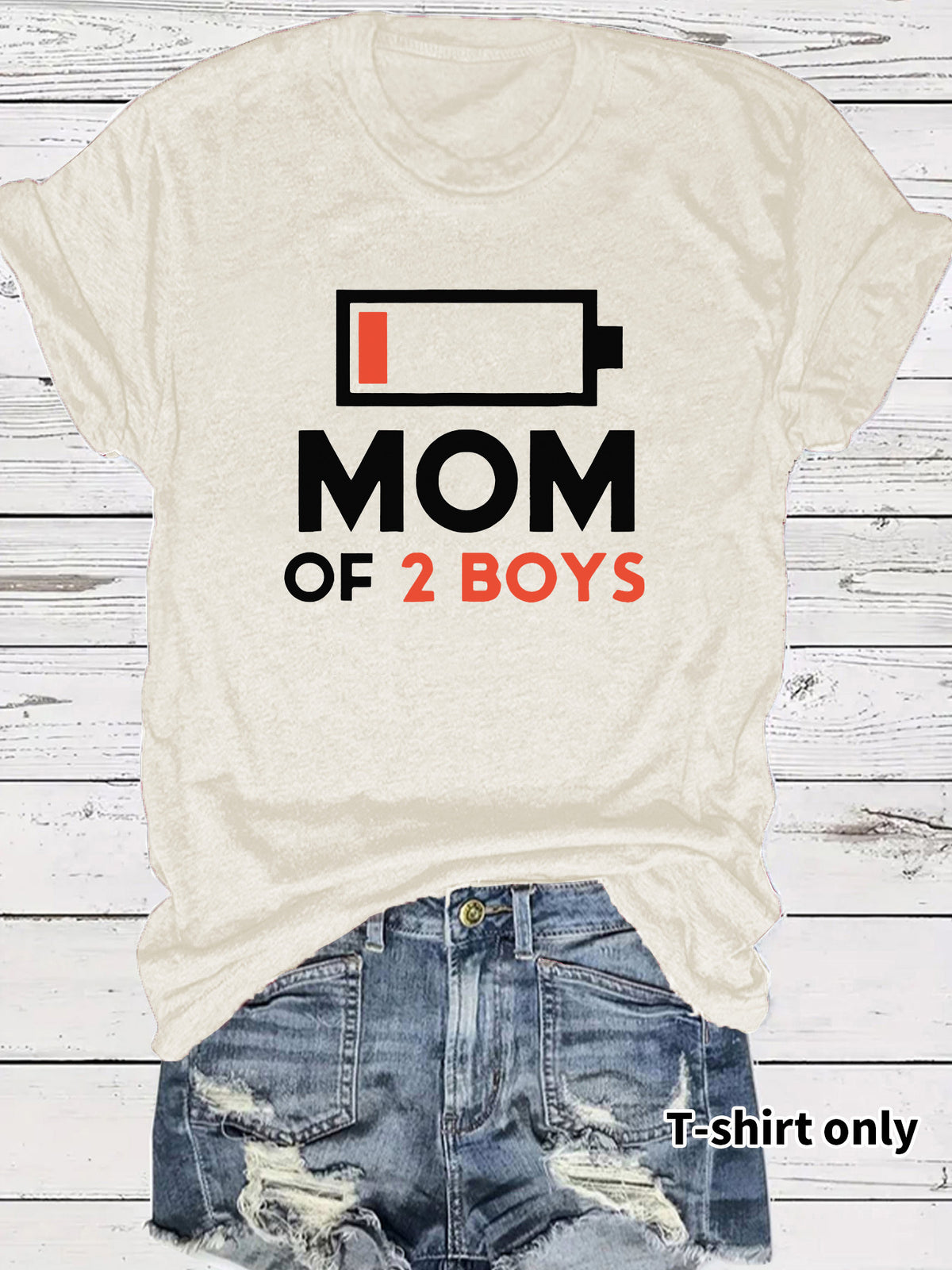 Two boys' mothers wearing t-shirts