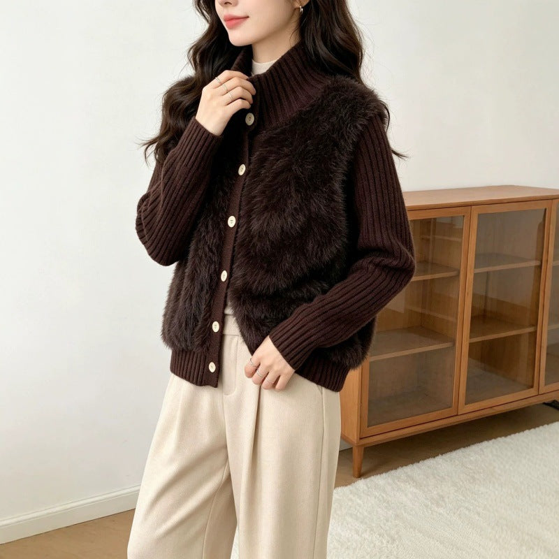 Stand Up Collar Women's Sweater Top