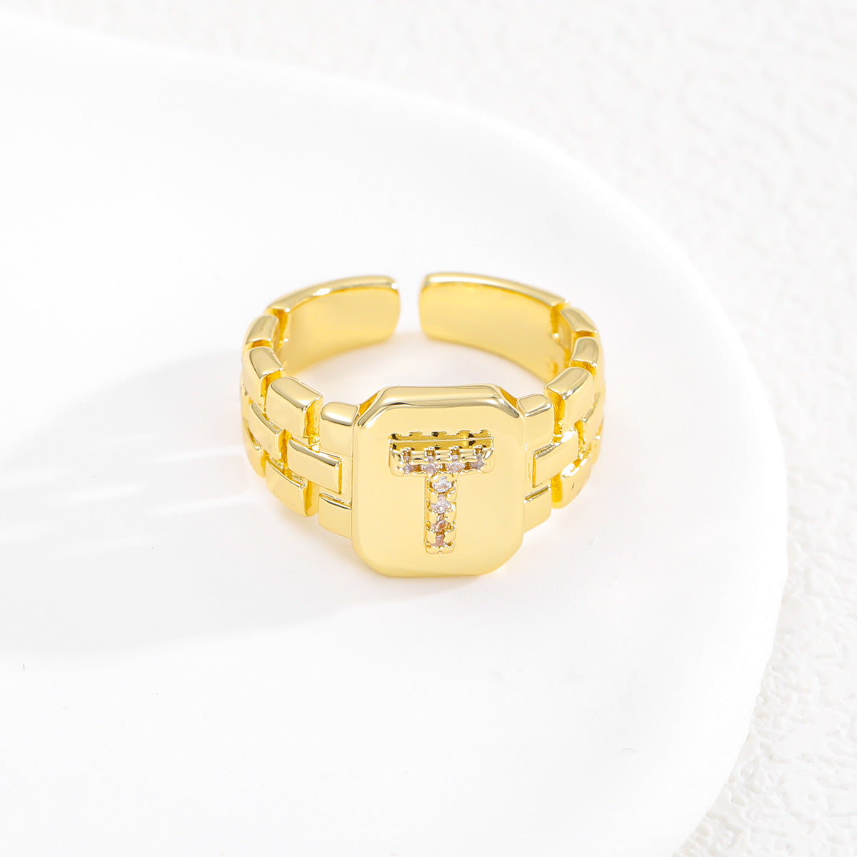 European and American ring letter series jewelry strap design letter opening ring