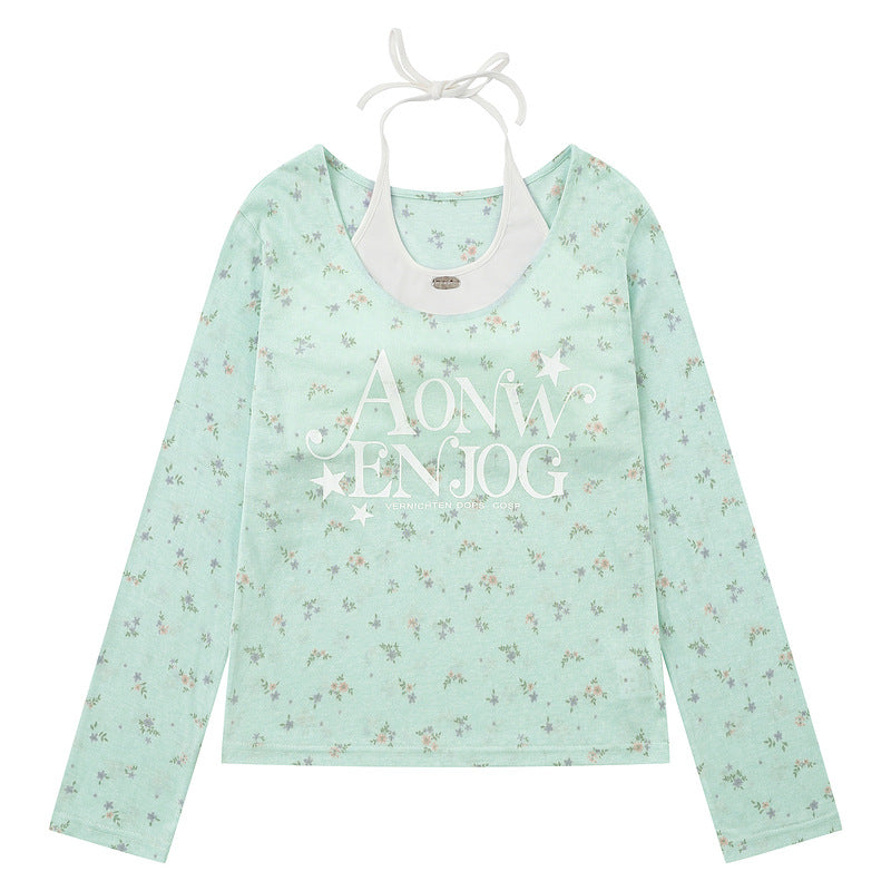 Two long sleeved T-shirts with real floral patterns