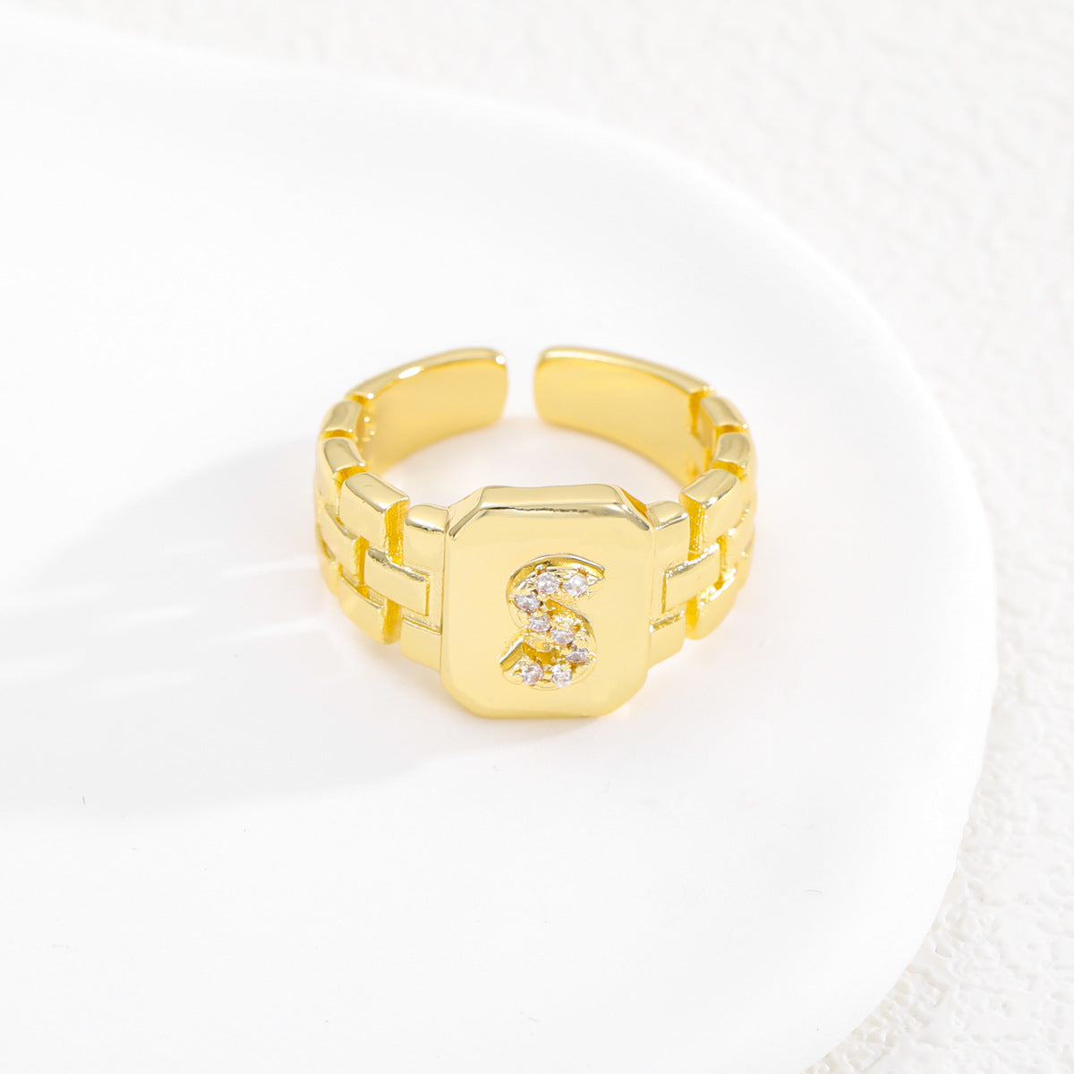 European and American ring letter series jewelry strap design letter opening ring