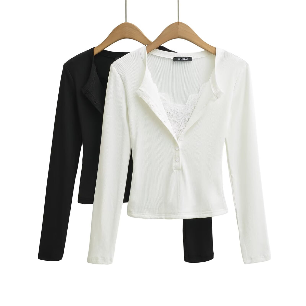 Women's Lace V-Neck Slim Fit Knit Top