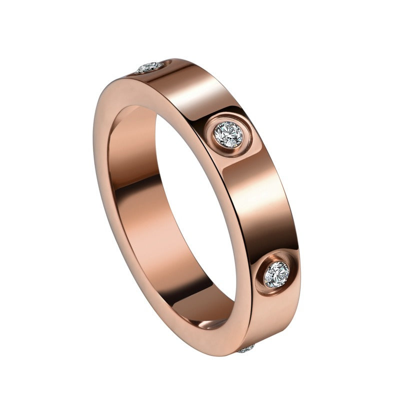 Diamond inlaid titanium steel ring