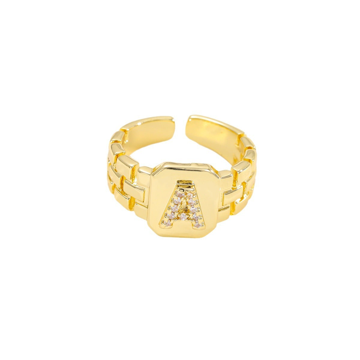 European and American ring letter series jewelry strap design letter opening ring