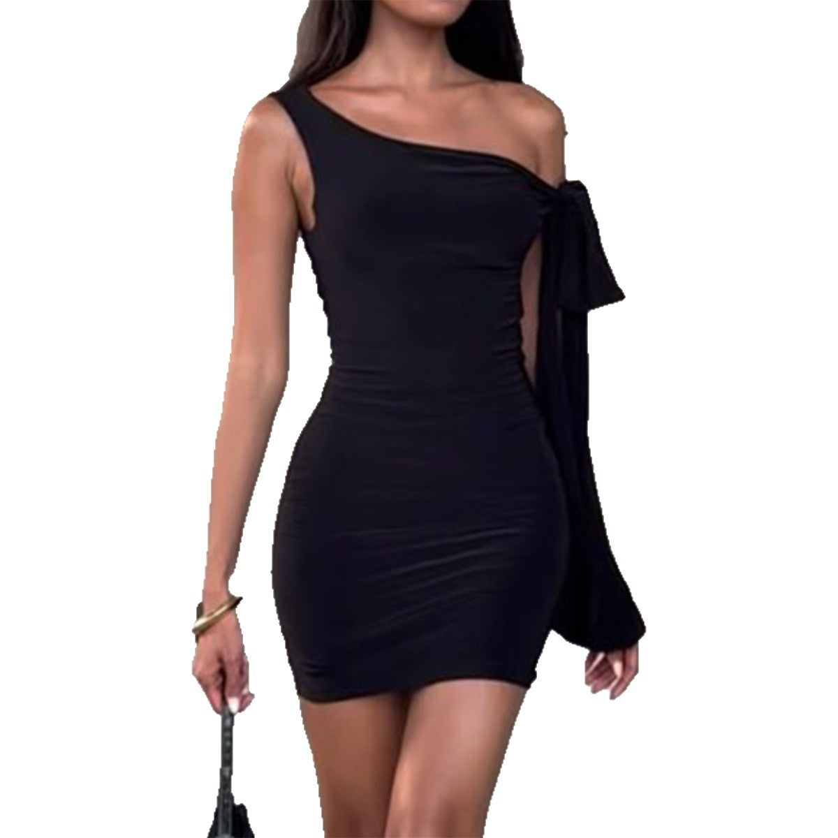 Pure Sexy Style Asymmetric Off-Shoulder Bow Tie Women's Dress