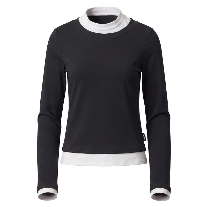 Fake two contrasting long sleeved T-shirts for women
