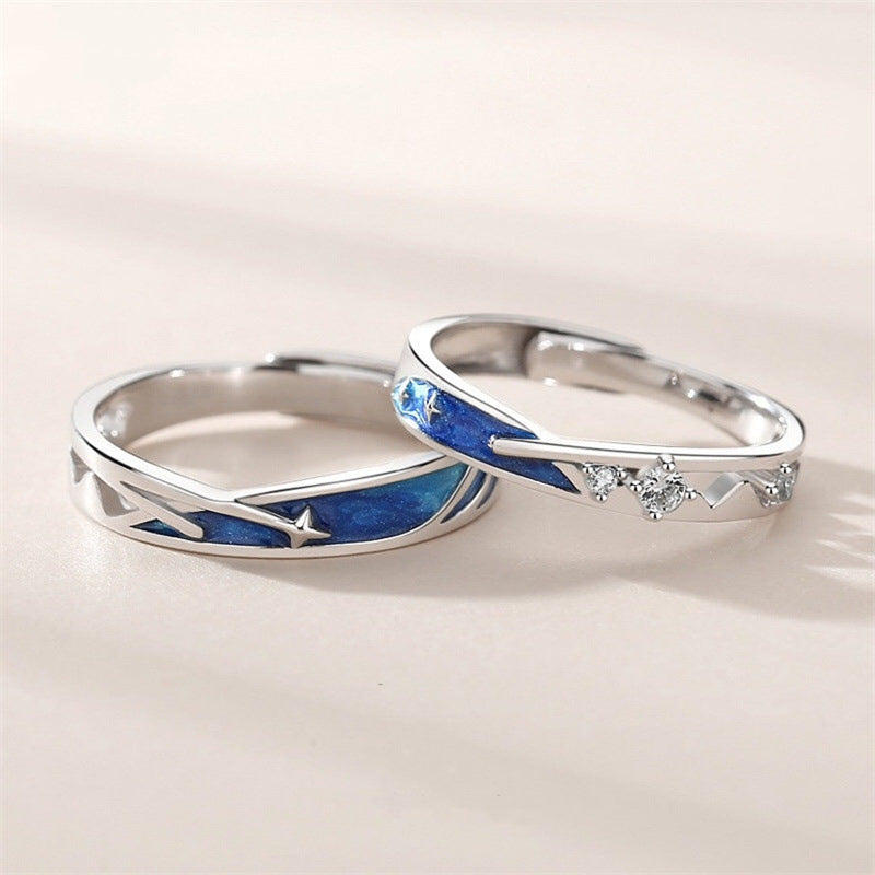 Couples Ring Meteor Shower Friendship Ring Men And Women Ring Simple Live Mouth Adjustable Bracelet