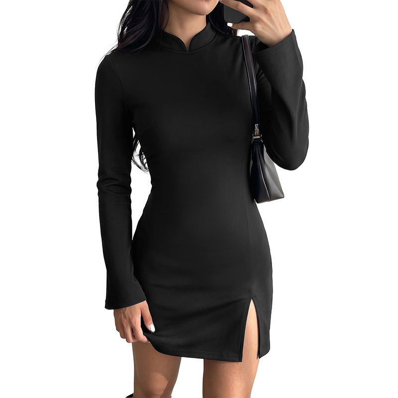Wome's Long Sleeved Slit Dress